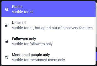 Mastodon's post privacy picker for composing a new post
