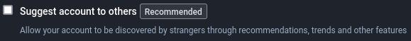 screenshot showing where to uncheck suggest account to others
